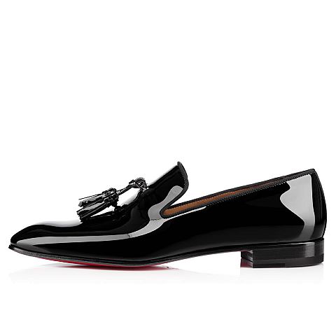 Men's Christian Louboutin Dandelion Tassel Patent Leather Loafers - Black [3157-026]